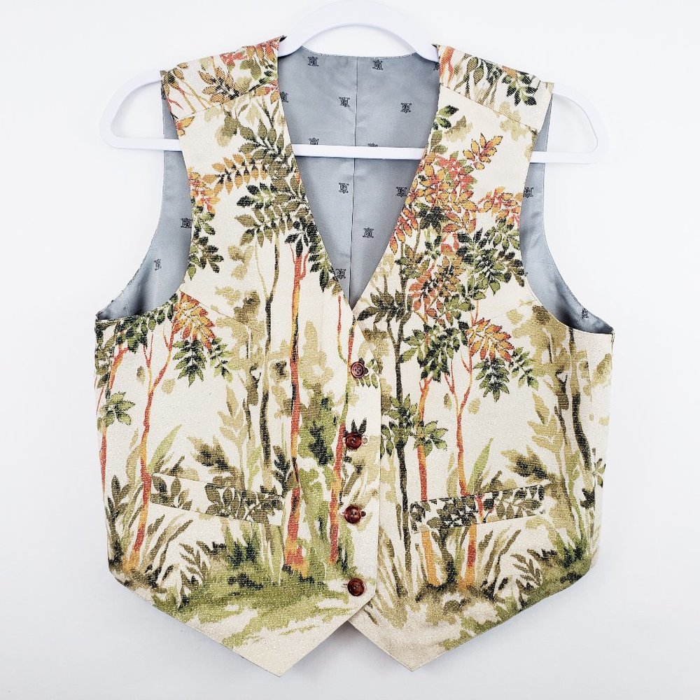 Sparkly Floral Vest Womens Size M Floral Sparkle T
